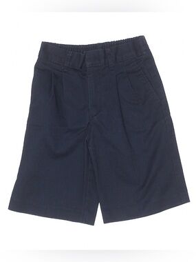 K.B. COLLECTION Classic Uniform Navy Pleated Front Chino Shorts Elastic Waist